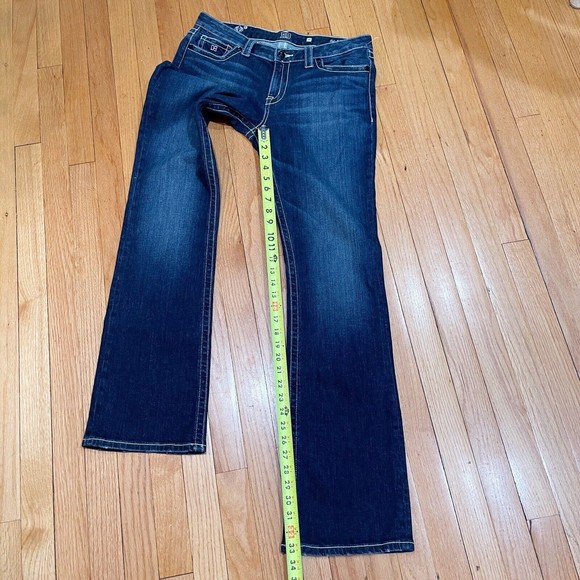 D9 District 9 Slick Womens Bootcut Jeans Size 31 Thick Stitching Dark Wash EUC - Picture 7 of 13